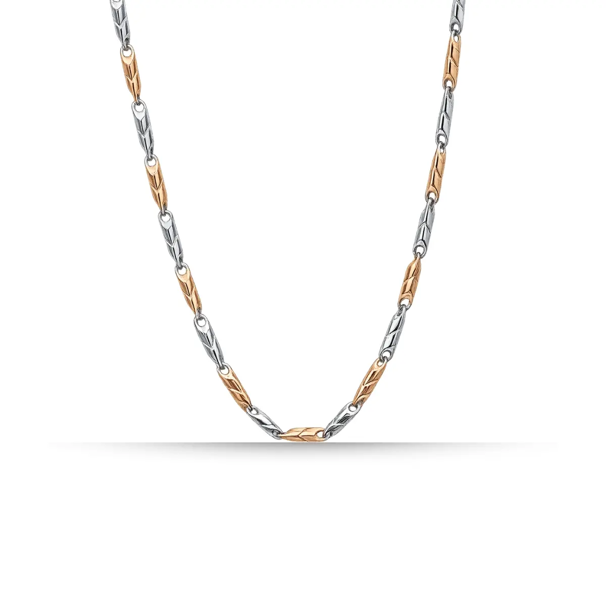 Stylish Two Tone 925 Sterling Silver Chain With Two Tone Link Design For Men